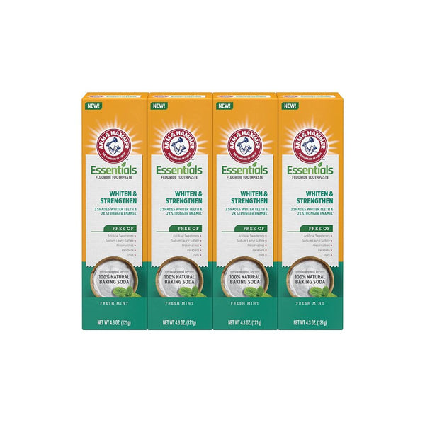 4-Pack Arm & Hammer Essentials Whiten & Strengthen Fluoride Toothpaste (Fresh Mint)