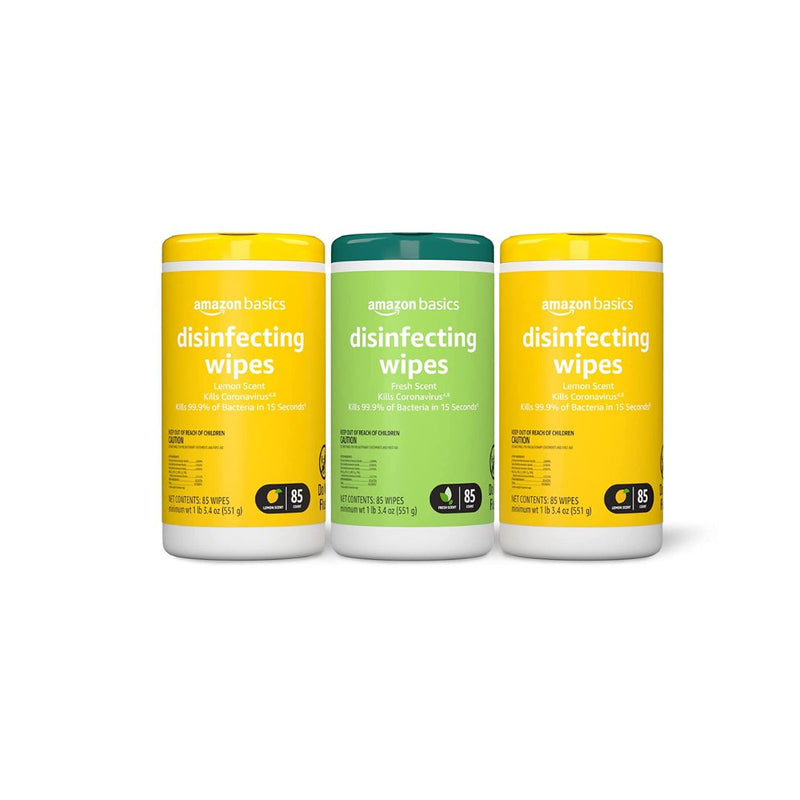 3 Packs of 85-Ct Amazon Basics Disinfecting Wipes
