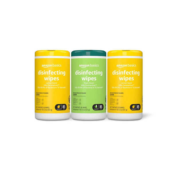 3 Packs of 85-Ct Amazon Basics Disinfecting Wipes