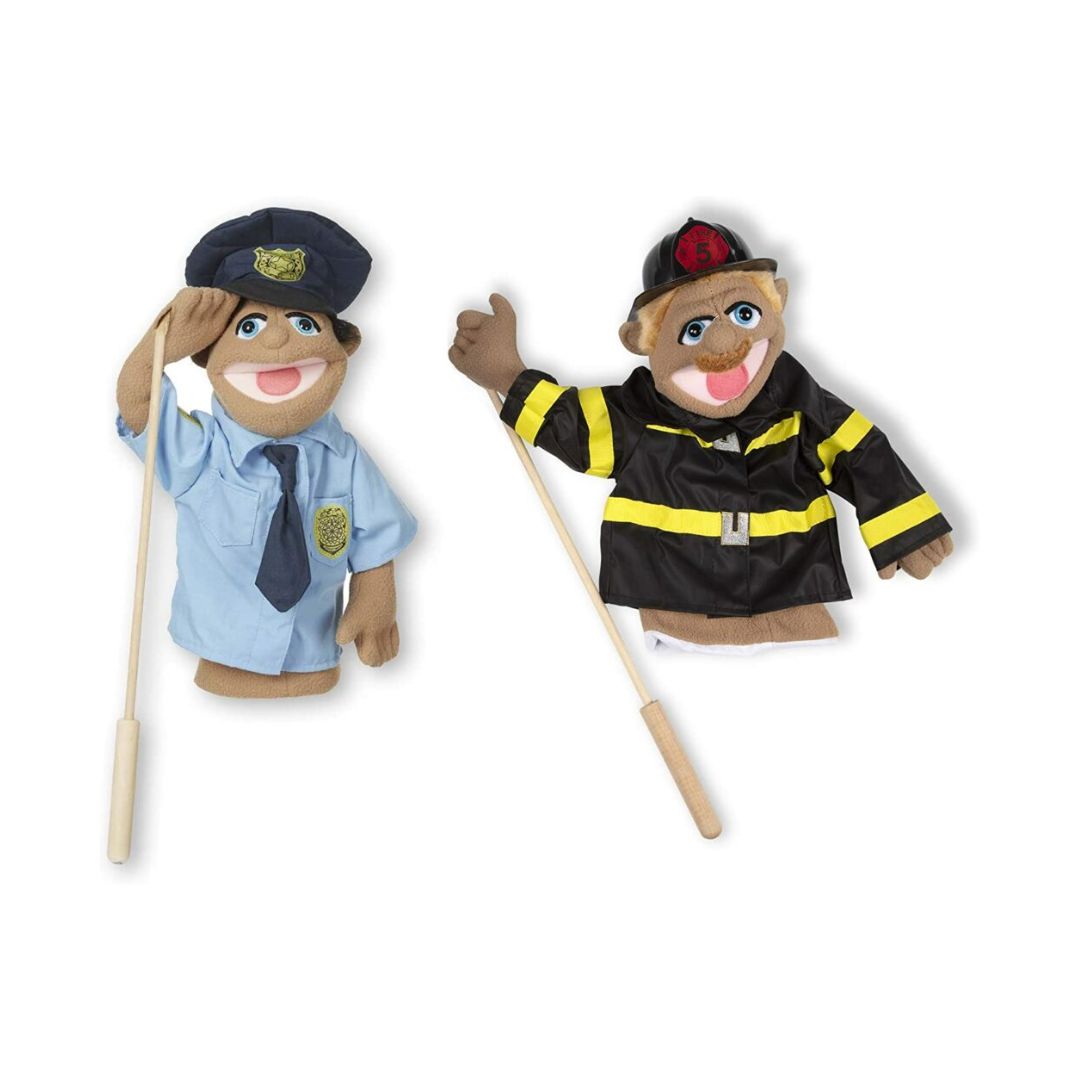 Melissa & Doug Rescue Puppet Set – Police Officer and Firefighter ...