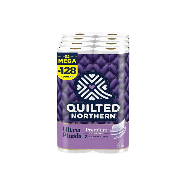 32 Mega Rolls = 128 Regular Rolls Quilted Northern Ultra Plush Toilet Paper