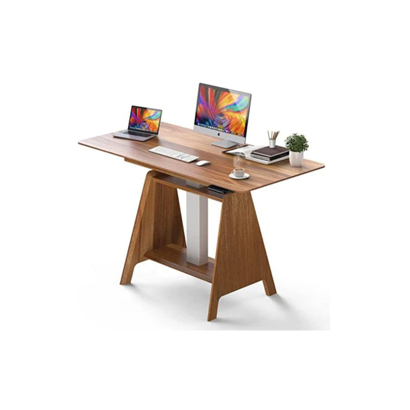 HOUSEELF Adjustable Standing Desk, 100% Solid Wood Adjustable Height Desk