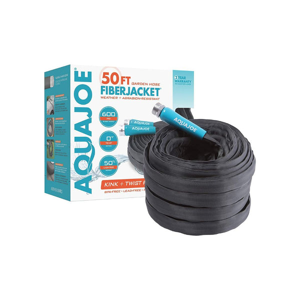 50 Feet Aqua Joe FiberJacket Non-Expanding Kink-Free Garden Hose