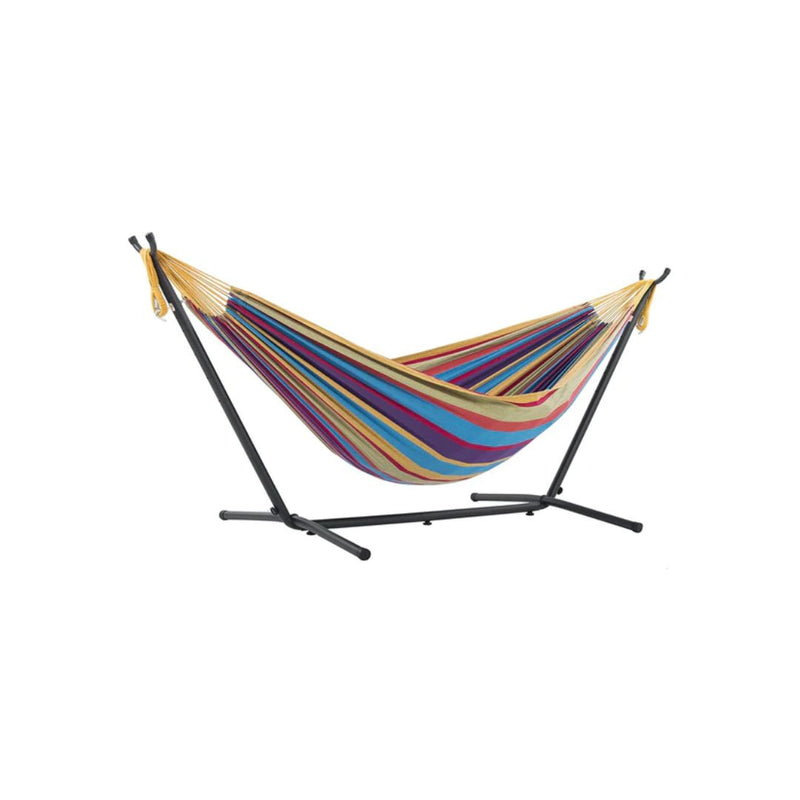Vivere Double Cotton Hammock with Space Saving Steel Stand