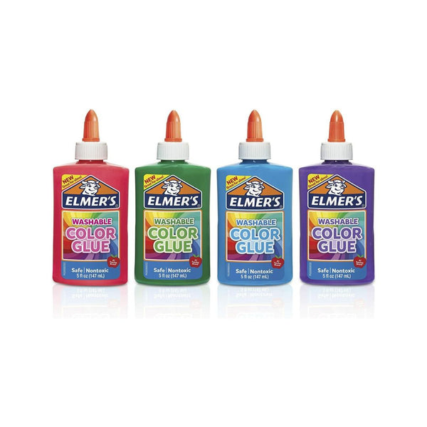 4-Count Elmer’s Washable Glue, Colors, 5 Ounces for Making Slime