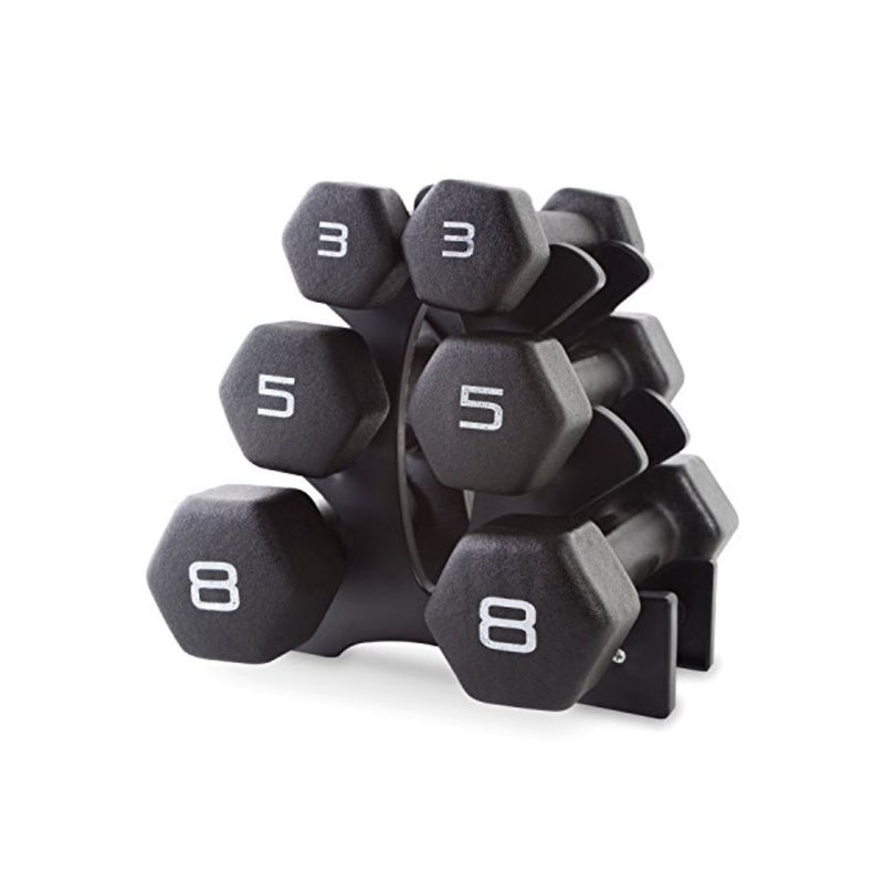 CAP Barbell Neoprene Dumbbell Set With Rack And 32 Pound Weight Set