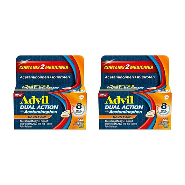288 Advil Dual Action Back Pain Caplets With Ibuprofen And Acetaminophen