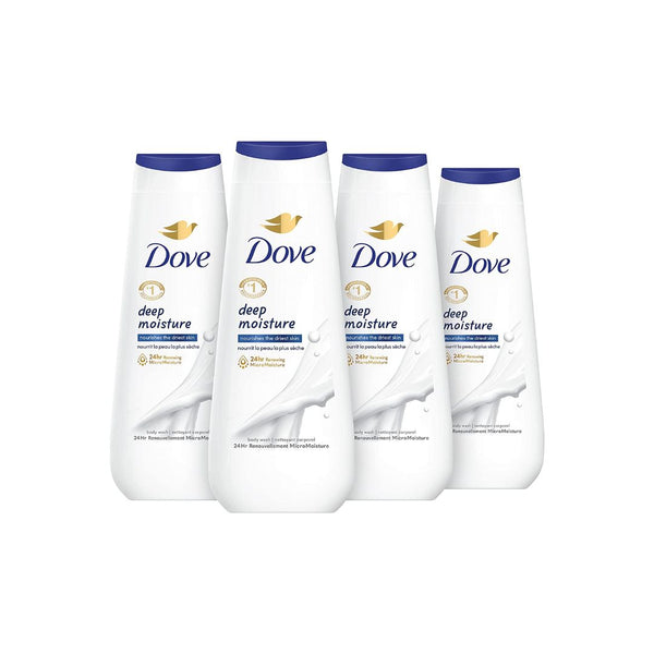 4 Bottles of Dove Body Wash Deep Moisture For Dry Skin with 24hr Renewing MicroMoisture (20 oz)