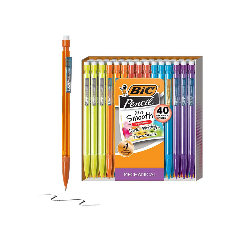 40-Count BIC Xtra-Smooth Mechanical Pencils with Erasers, Medium Point, 0.7mm