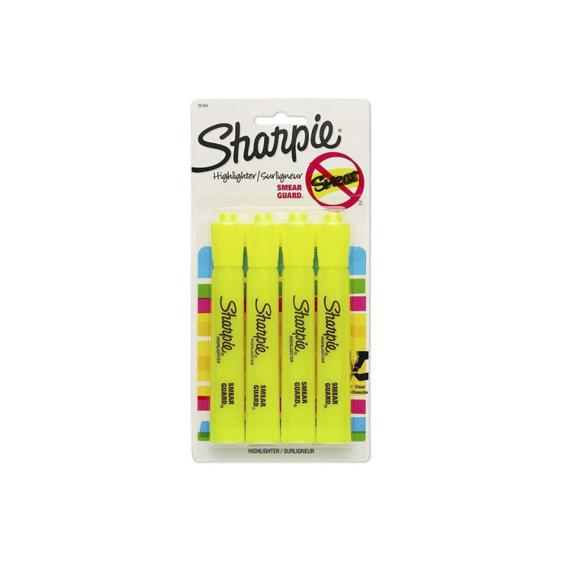 Sharpie Tank Style Highlighters, Chisel Tip, Fluorescent Yellow (4 Count)