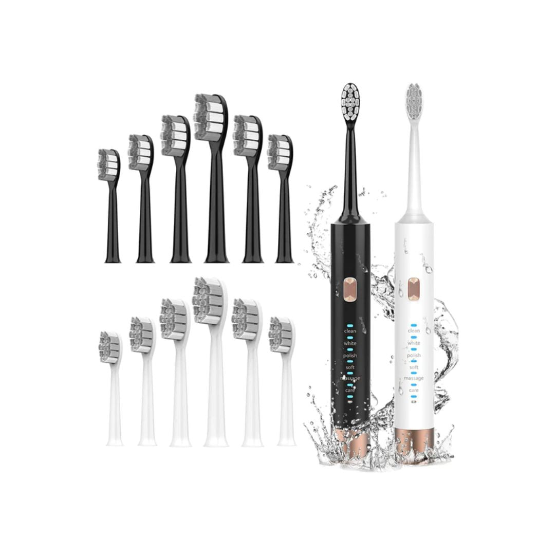 2 Sonic Electric Toothbrushes With 12 Heads simplexdeals
