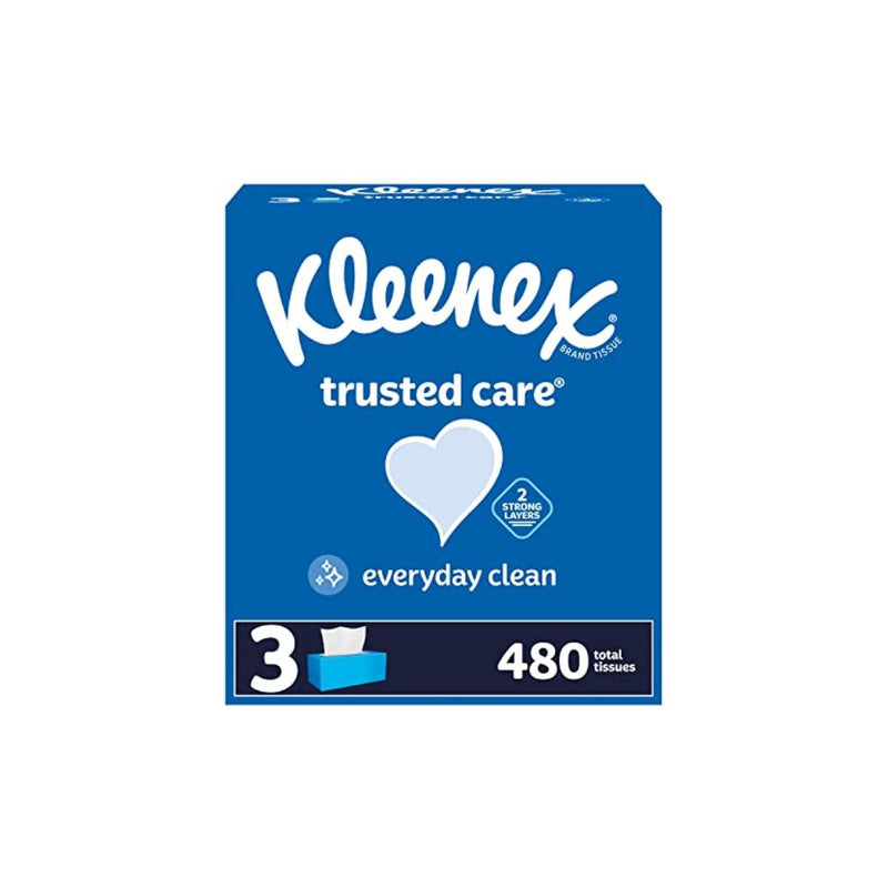 3 Boxes Of 160 Kleenex Trusted Care Facial Tissues