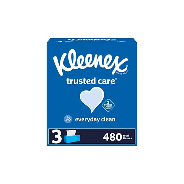 3 Boxes Of 160 Kleenex Trusted Care Facial Tissues