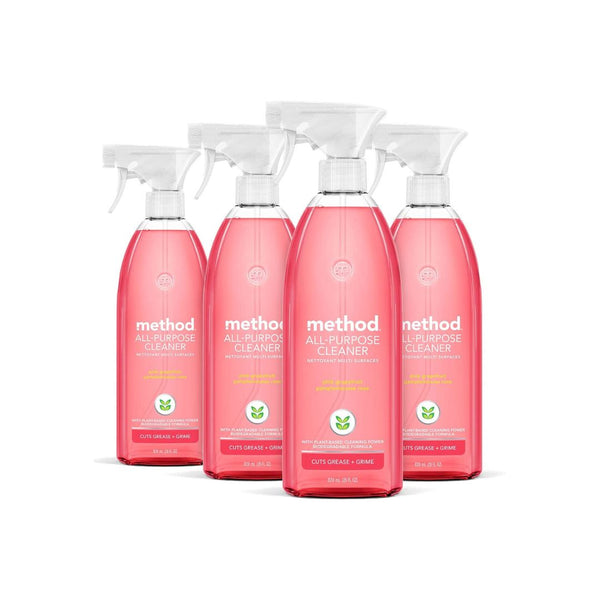 4 Bottles of Method All-Purpose Cleaner Spray, Pink Grapefruit (28 oz Spray Bottles)