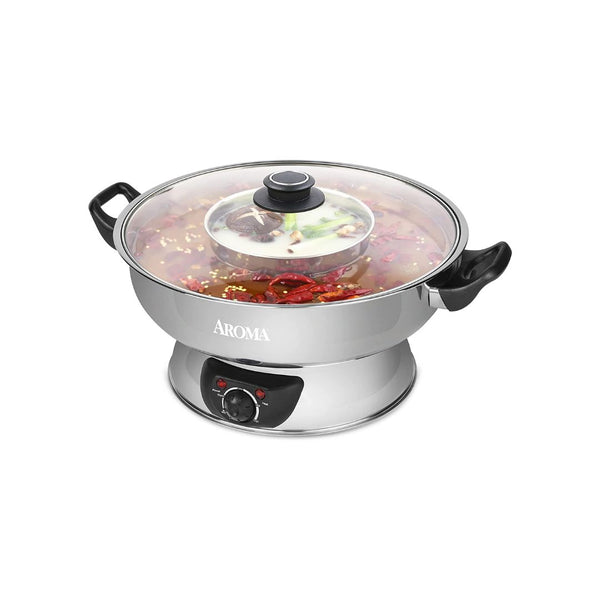 5-Qt Aroma Stainless Steel Hot Pot w/ Tempered Glass Lid (1500 Watt)