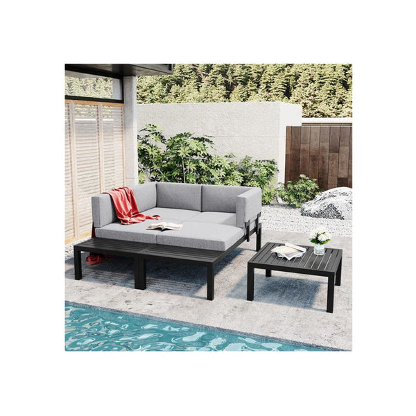 3 Piece Aluminum Alloy Sectional Sofa Patio Set
