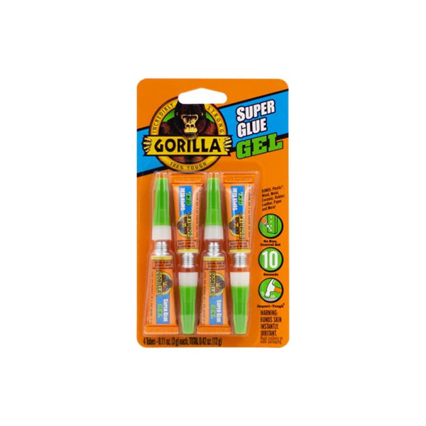 4 Gorilla Super Glue Gel 3 Gram Tubes