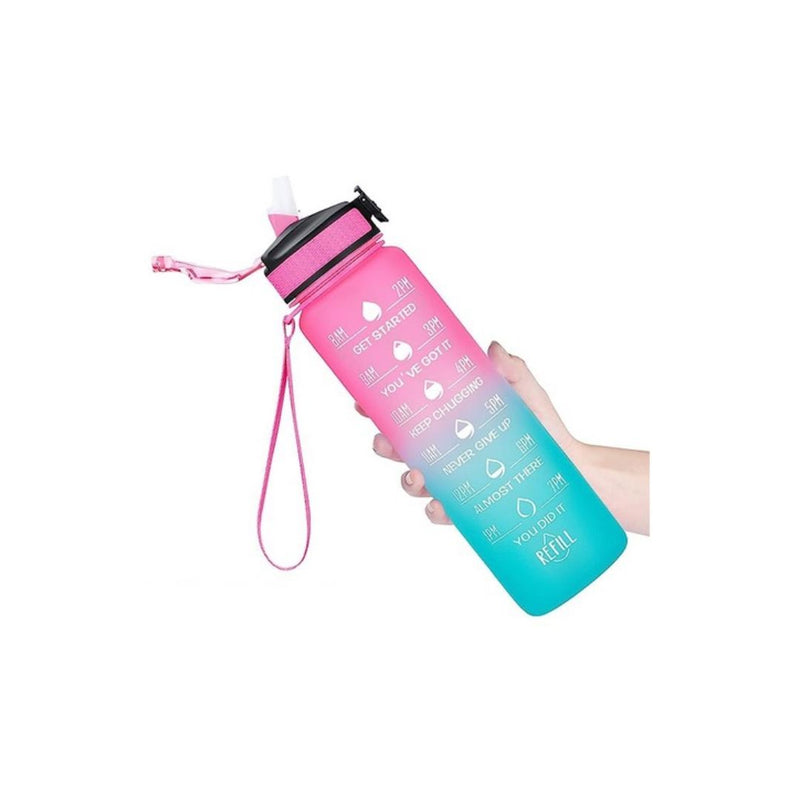 Hyeta 32 oz Water Bottles with Times to Drink and Straw