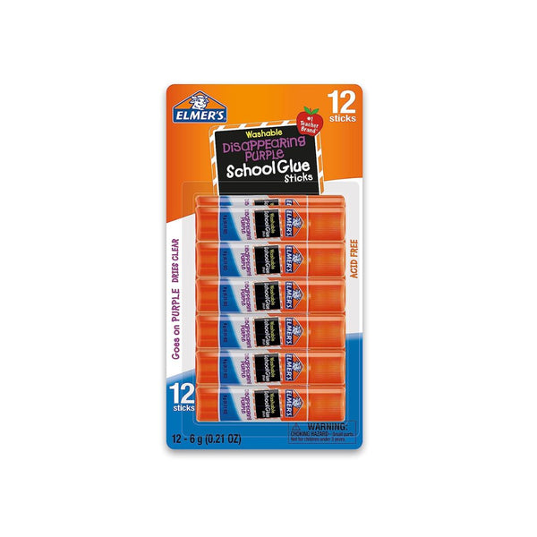 12-Count Elmer's Disappearing Purple School Glue Sticks, Washable