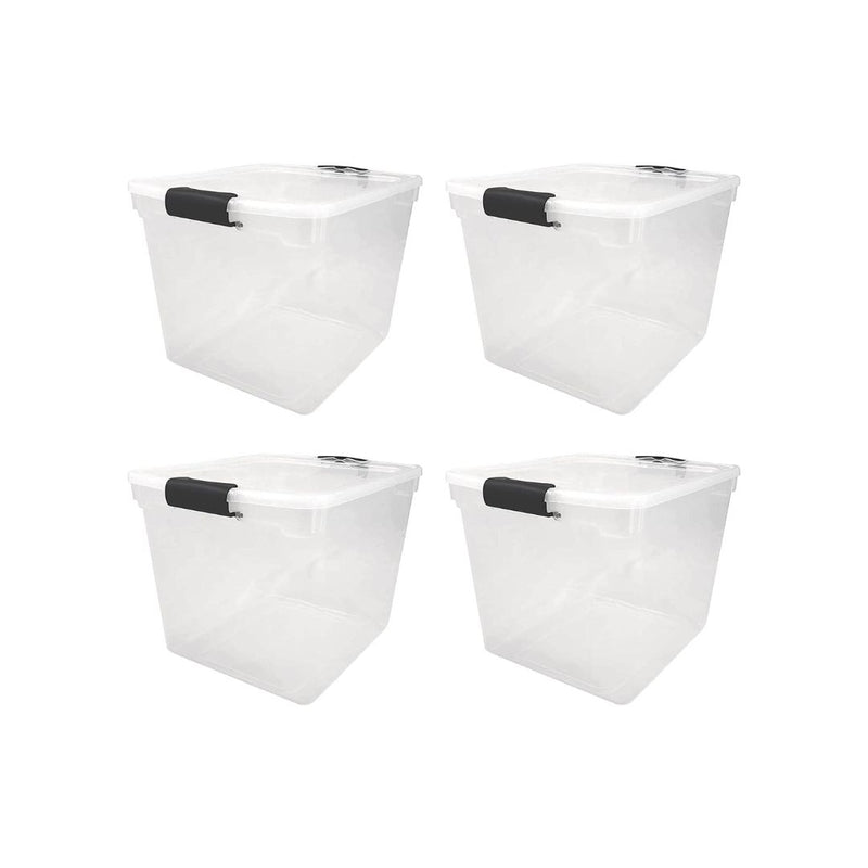 4 Pack Of HOMZ 31 Quart Secured Seal Latch Extra Large Stackable Storage Containers