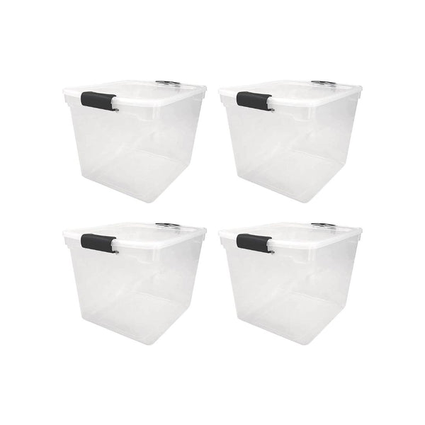 4 Pack Of HOMZ 31 Quart Secured Seal Latch Extra Large Stackable Storage Containers