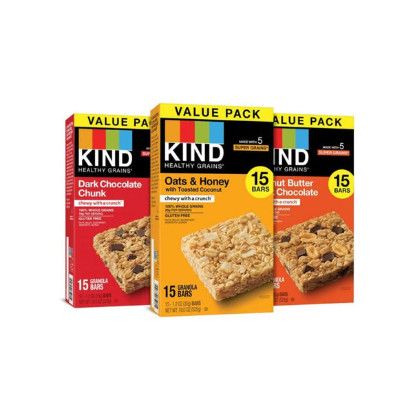 KIND Healthy Grains Bars, Variety Pack, Dark Chocolate Chunk, Oats & H ...