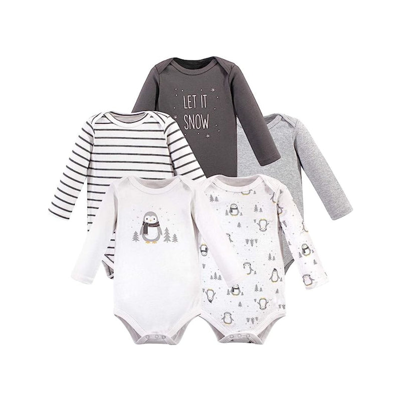 5-Pack Hudson Baby unisex-baby Cotton Long-sleeve Bodysuits