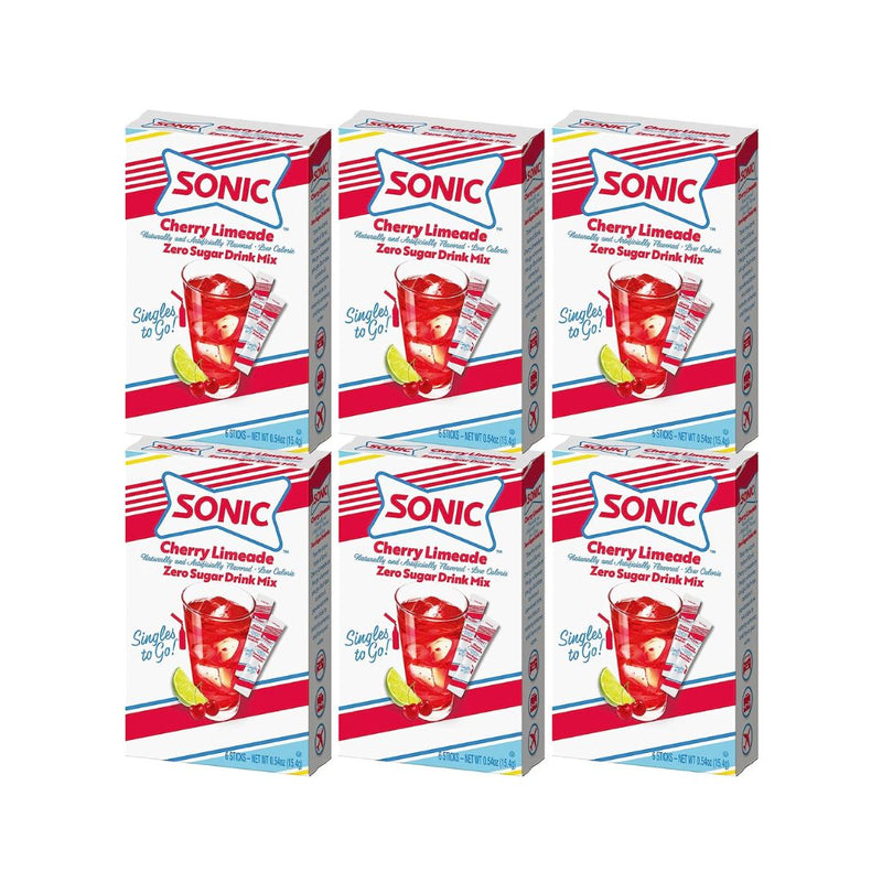 6 Boxes Of Sonic Singles to Go Powdered Drink Mix, Cherry Limeade