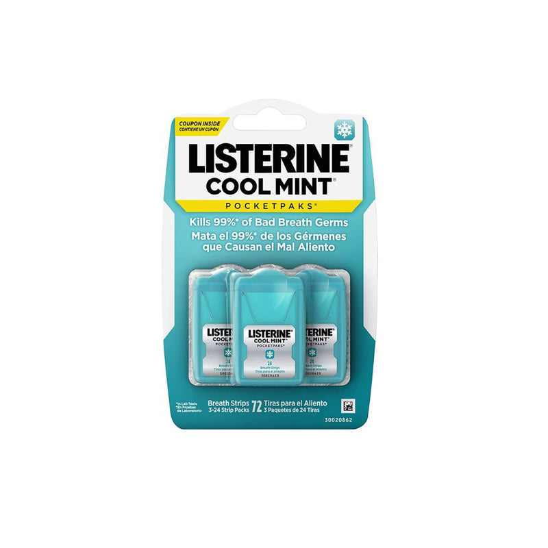 3 Pack Listerine Cool Mint Pocketpaks Breath Strips