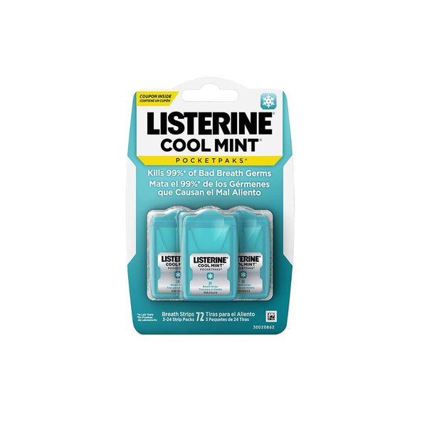 3 Pack Listerine Cool Mint Pocketpaks Breath Strips