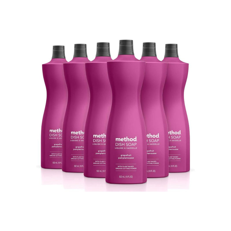 6 Bottles of Method Gel Dish Soap, Grapefruit (18 Fl Oz)