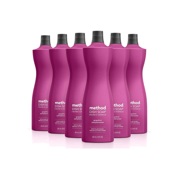 6 Bottles of Method Gel Dish Soap, Grapefruit (18 Fl Oz)