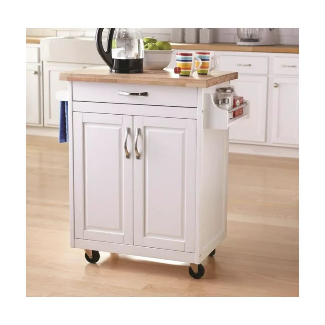 Mainstays Kitchen Island Cart with Drawer and Storage Shelves