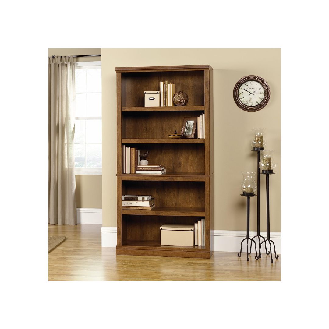 Sauder 5-Shelf Split Bookcase, Oiled Oak finish – simplexdeals