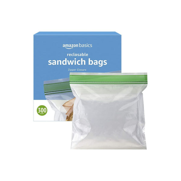 5 Boxes of Amazon Basics Sandwich Storage Bags (300 Bags each, 1,500 Total)