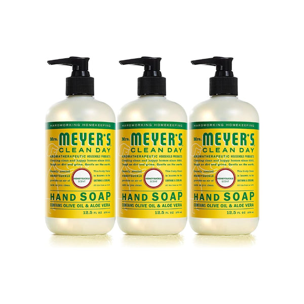 3 Bottles of Mrs. Meyer’s Hand Soap, Made with Essential Oils, Biodegradable Formula, Honeysuckle (12.5 fl. oz Bottles)