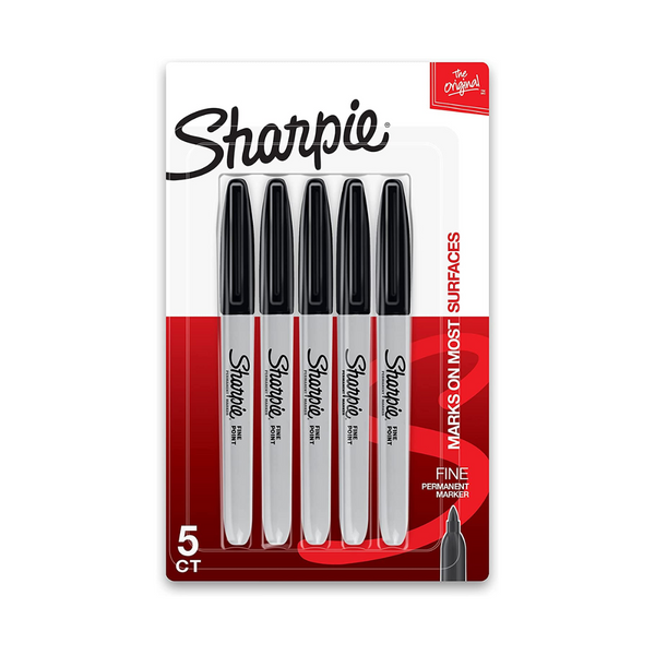 5 Sharpie Permanent Markers, Black