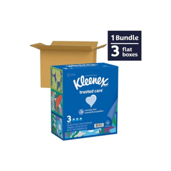3 Boxes Kleenex Trusted Care Facial Tissues