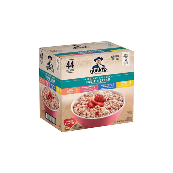 44 Packets Of Quaker Instant Oatmeal Fruit & Cream Variety Pack (OU-Dairy)