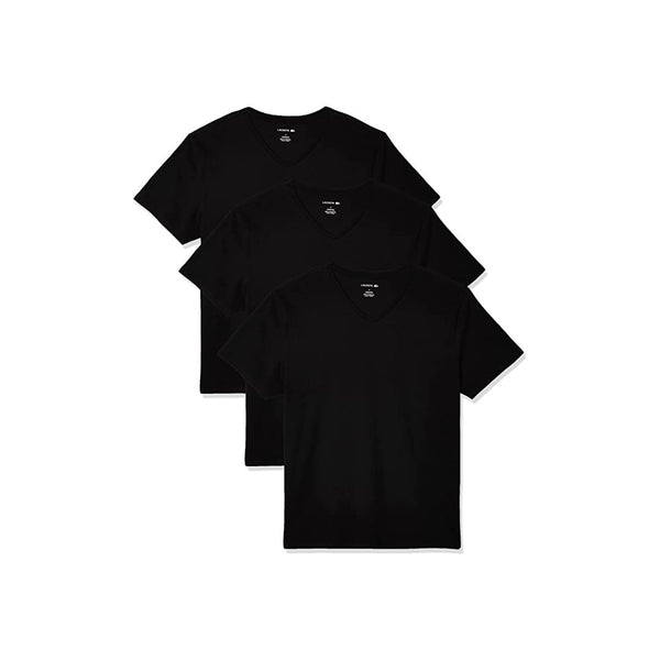 Lacoste Pack of 3 Men’s Essentials 100% Cotton Slim Fit V-Neck T-Shirts
