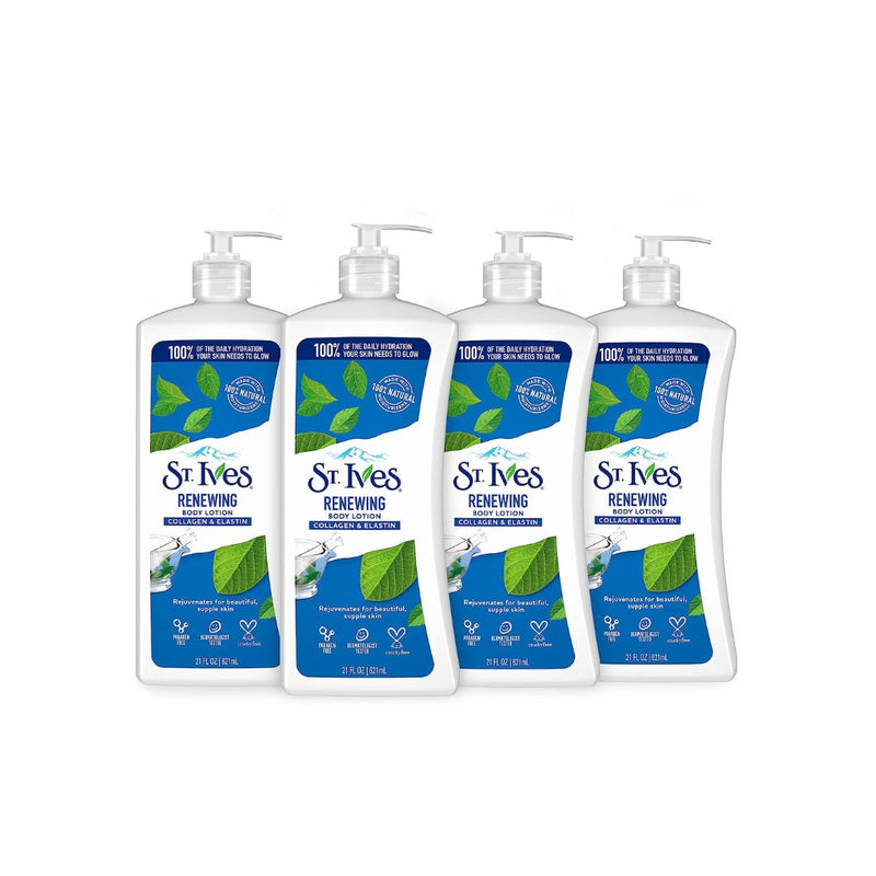 4 Bottles of St. Ives Renewing Hand & Body Lotion Moisturizer (21 oz Bottles)