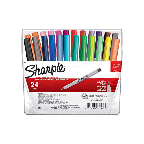 SHARPIE Permanent Markers, Ultra Fine Point, Assorted Colors (24 Count)