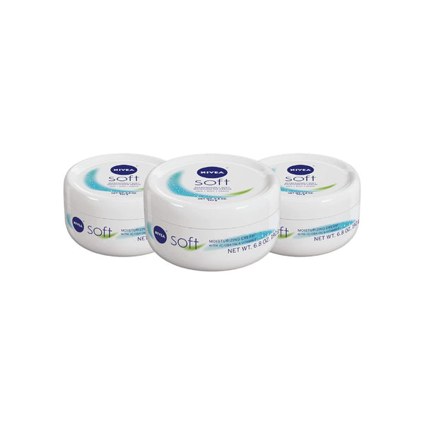 3 Jars of NIVEA Soft Cream, Refreshingly Soft Moisturizing Cream