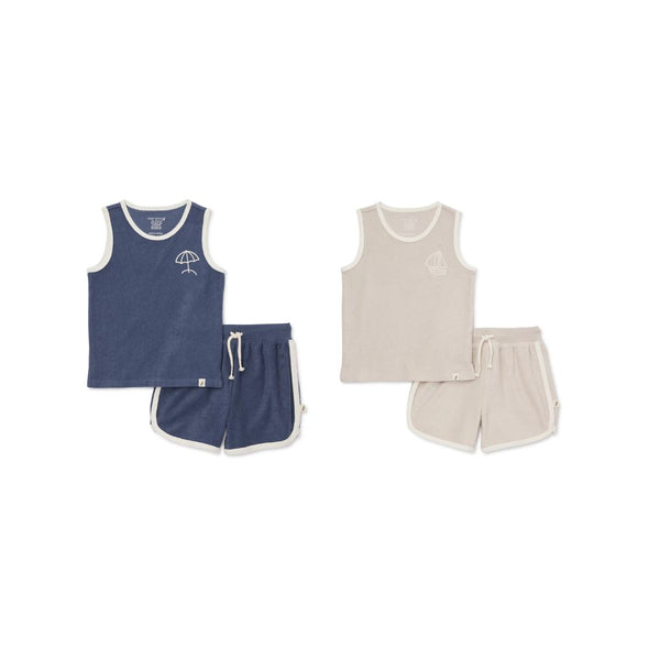 Easy-Peasy Baby and Toddler Boy Terry Cloth Tank Top and Shorts Outfit Set