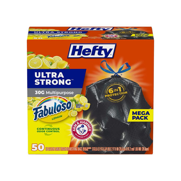 50-Count Hefty Ultra Strong Multipurpose Large Trash Bags, 30 Gallon