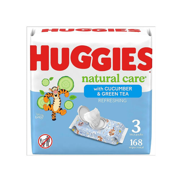 Huggies Natural Care Refreshing Baby Wipes, 3 Flip-Top Packs