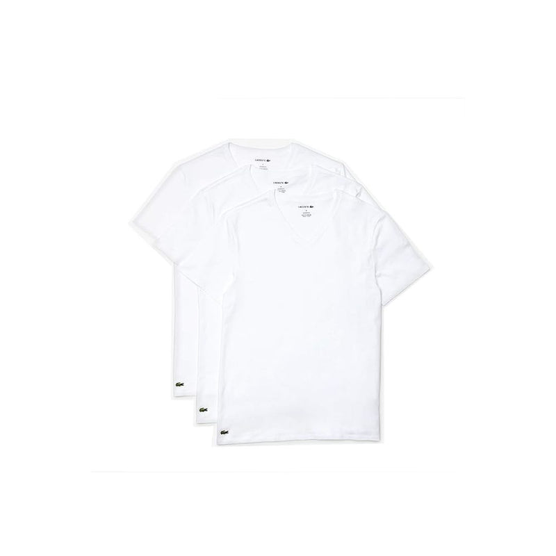 3 Pack Lacoste Men's Essentials 100% Cotton Slim Fit V-Neck T-Shirts