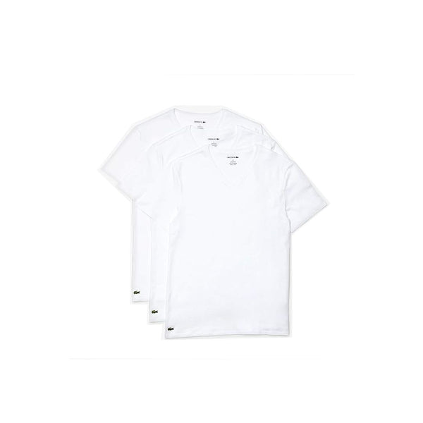 3 Pack Lacoste Men's Essentials 100% Cotton Slim Fit V-Neck T-Shirts