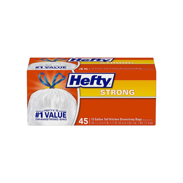 45-Count Hefty Strong Tall Kitchen Trash Bags, Unscented (13 Gallon)