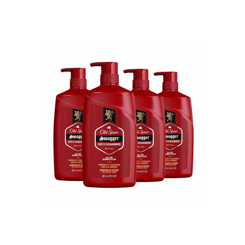 4 Bottles of Old Spice Red Zone Swagger Scent Body Wash for Men (30 Ounce Bottles)